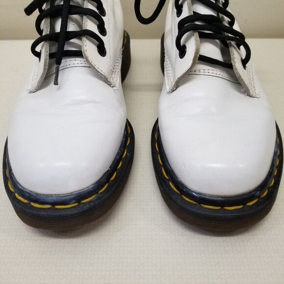 Doc Dr Marten UK5 White Chunky Boots Lace Up Lug Sole MIE High Tops US7 - Picture 7 of 13